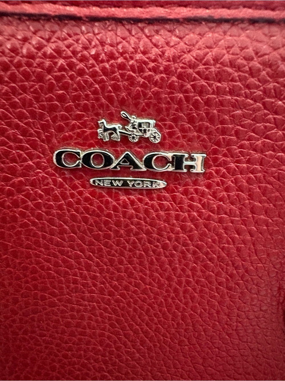 Coach Red Pebbled Leather Crossbody with Silver Logo